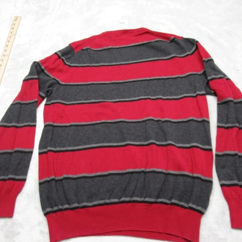 British Khaki Sweater Mens XL Red Striped Cotton Crew Neck Knit Pullover NEW‎